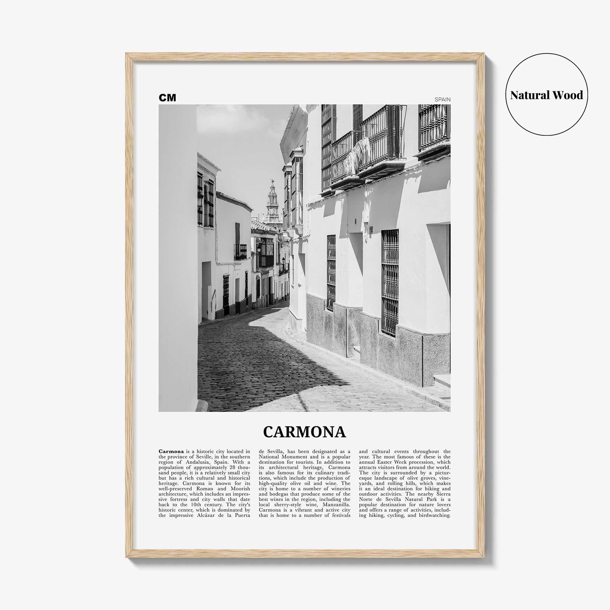 Carmona Print Black and White, Carmona Wall Art, Carmona Poster, Carmona Photo, Carmona Wall Décor, Carmona Map, Spain