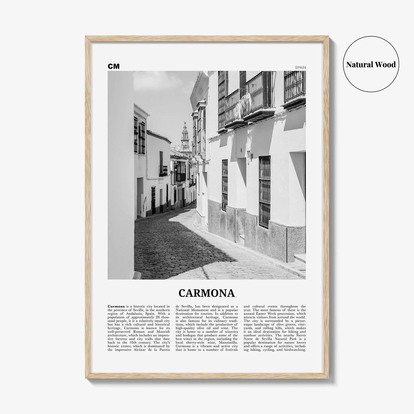 Carmona Print Black and White, Carmona Wall Art, Carmona Poster, Carmona Photo, Carmona Wall Décor, Carmona Map, Spain