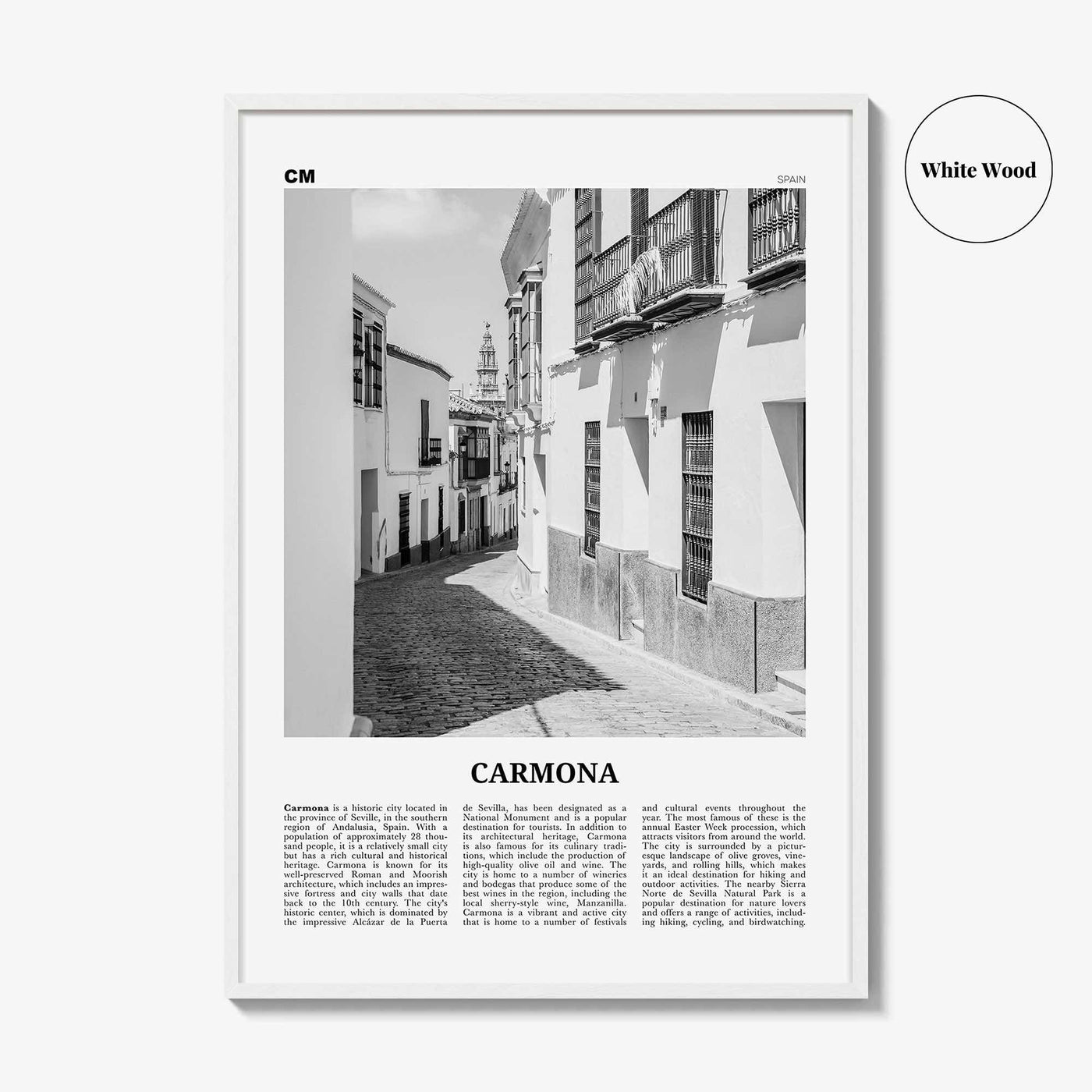 Carmona Print Black and White, Carmona Wall Art, Carmona Poster, Carmona Photo, Carmona Wall Décor, Carmona Map, Spain