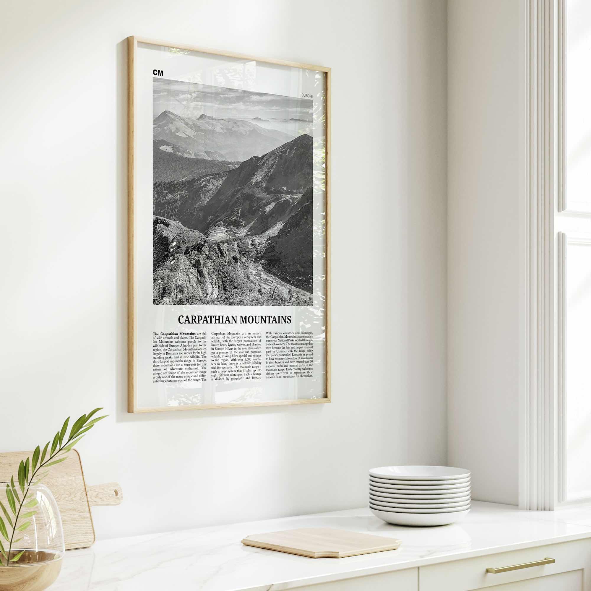 Carpathian Mountains Print Black and White, Carpathian Wall Art, Carpathian Poster, Carpathian Photo, Carpathian Wall Décor, Carpathian Map