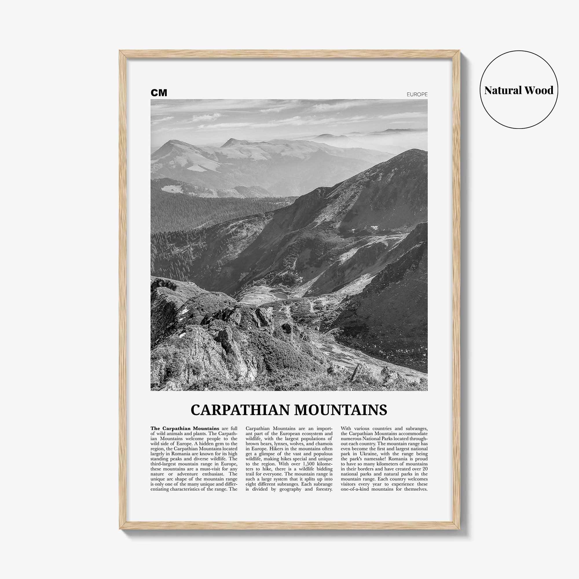 Carpathian Mountains Print Black and White, Carpathian Wall Art, Carpathian Poster, Carpathian Photo, Carpathian Wall Décor, Carpathian Map