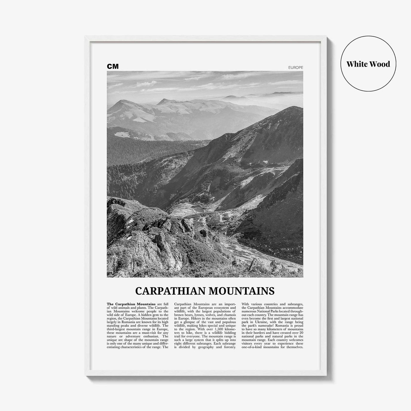 Carpathian Mountains Print Black and White, Carpathian Wall Art, Carpathian Poster, Carpathian Photo, Carpathian Wall Décor, Carpathian Map