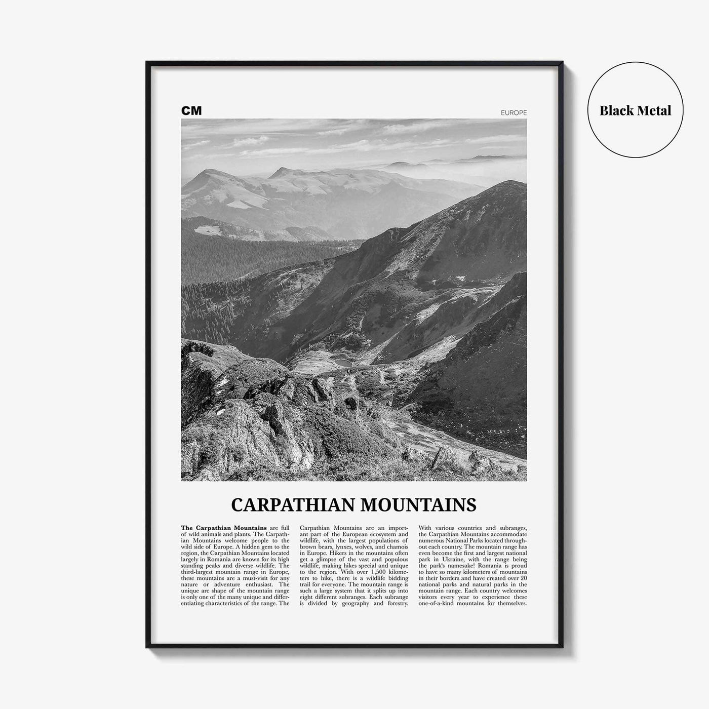 Carpathian Mountains Print Black and White, Carpathian Wall Art, Carpathian Poster, Carpathian Photo, Carpathian Wall Décor, Carpathian Map