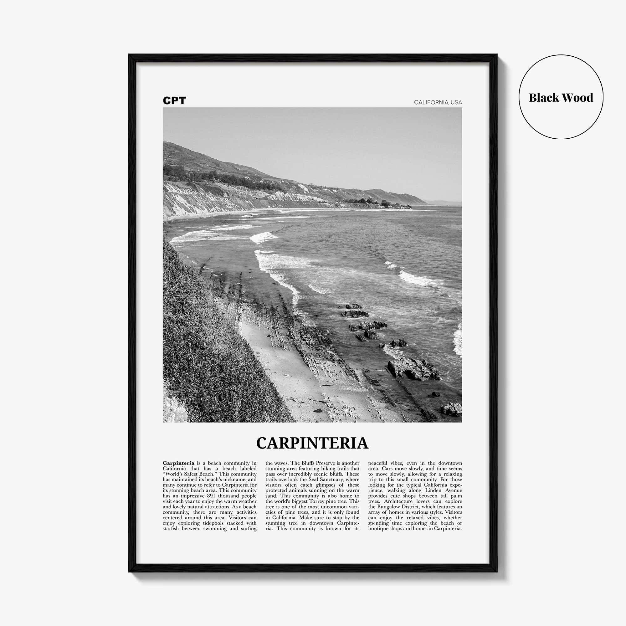 Carpinteria Print Black and White, Carpinteria Wall Art, Carpinteria Poster, Carpinteria Photo, Carpinteria Décor, California, USA