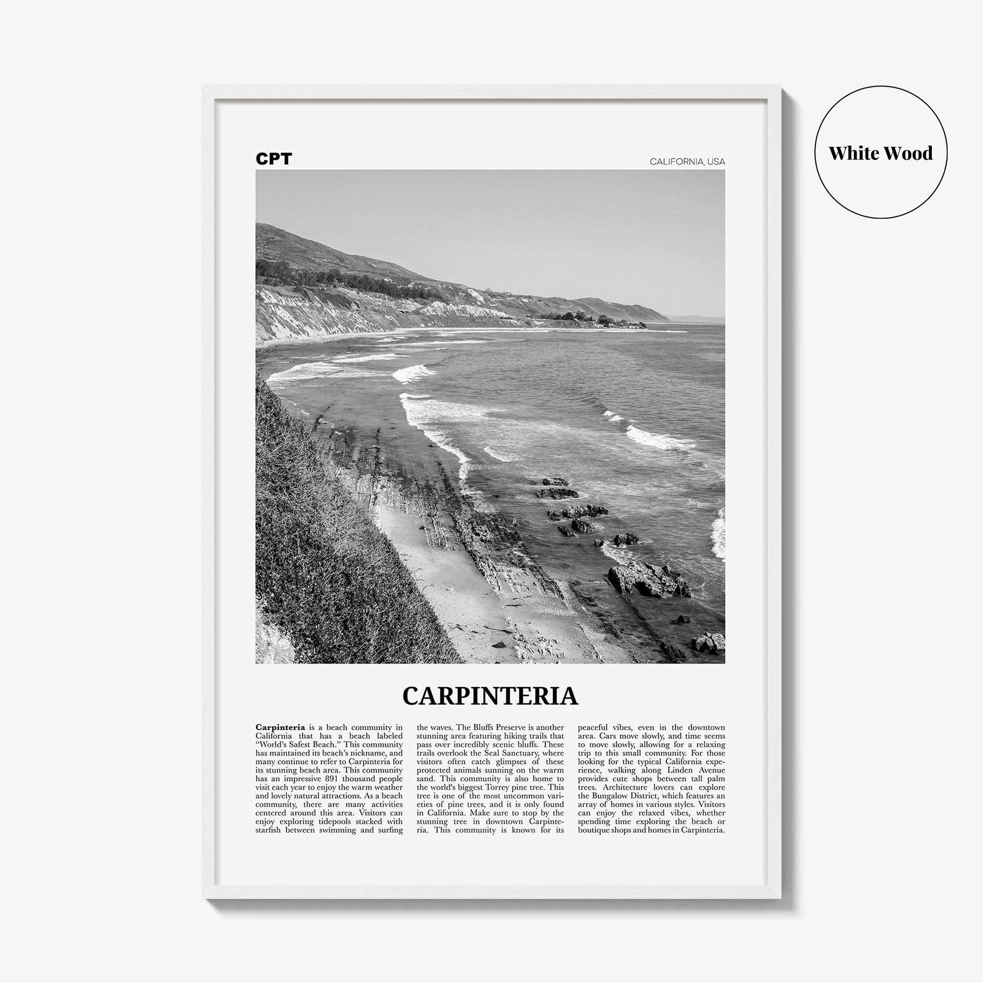 Carpinteria Print Black and White, Carpinteria Wall Art, Carpinteria Poster, Carpinteria Photo, Carpinteria Décor, California, USA