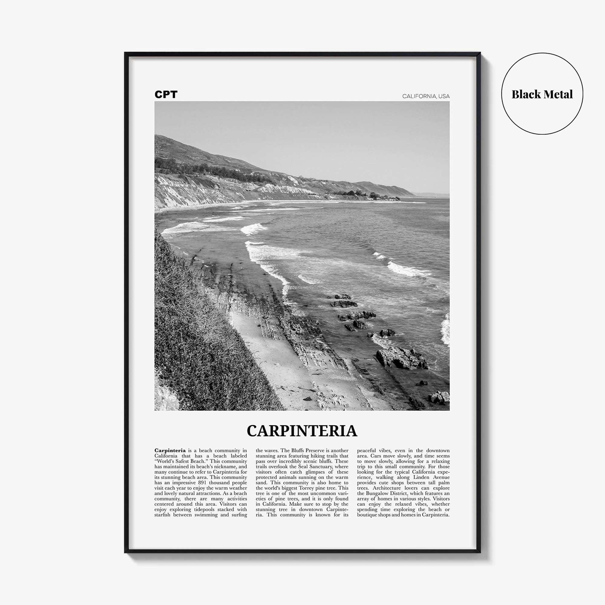 Carpinteria Print Black and White, Carpinteria Wall Art, Carpinteria Poster, Carpinteria Photo, Carpinteria Décor, California, USA