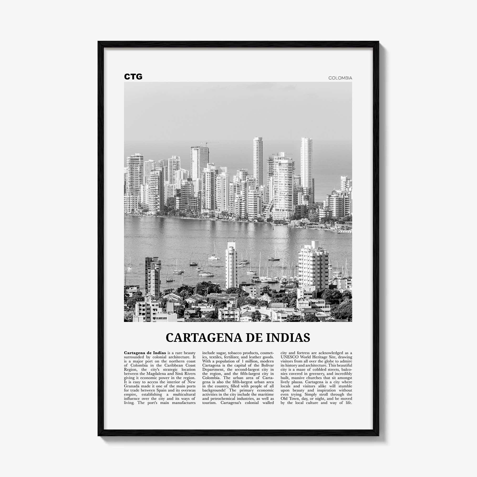 Cartagena de Indias Print Black and White, Cartagena Wall Art, Cartagena Poster, Cartagena Photo, Colombia, Cartagena de Indias