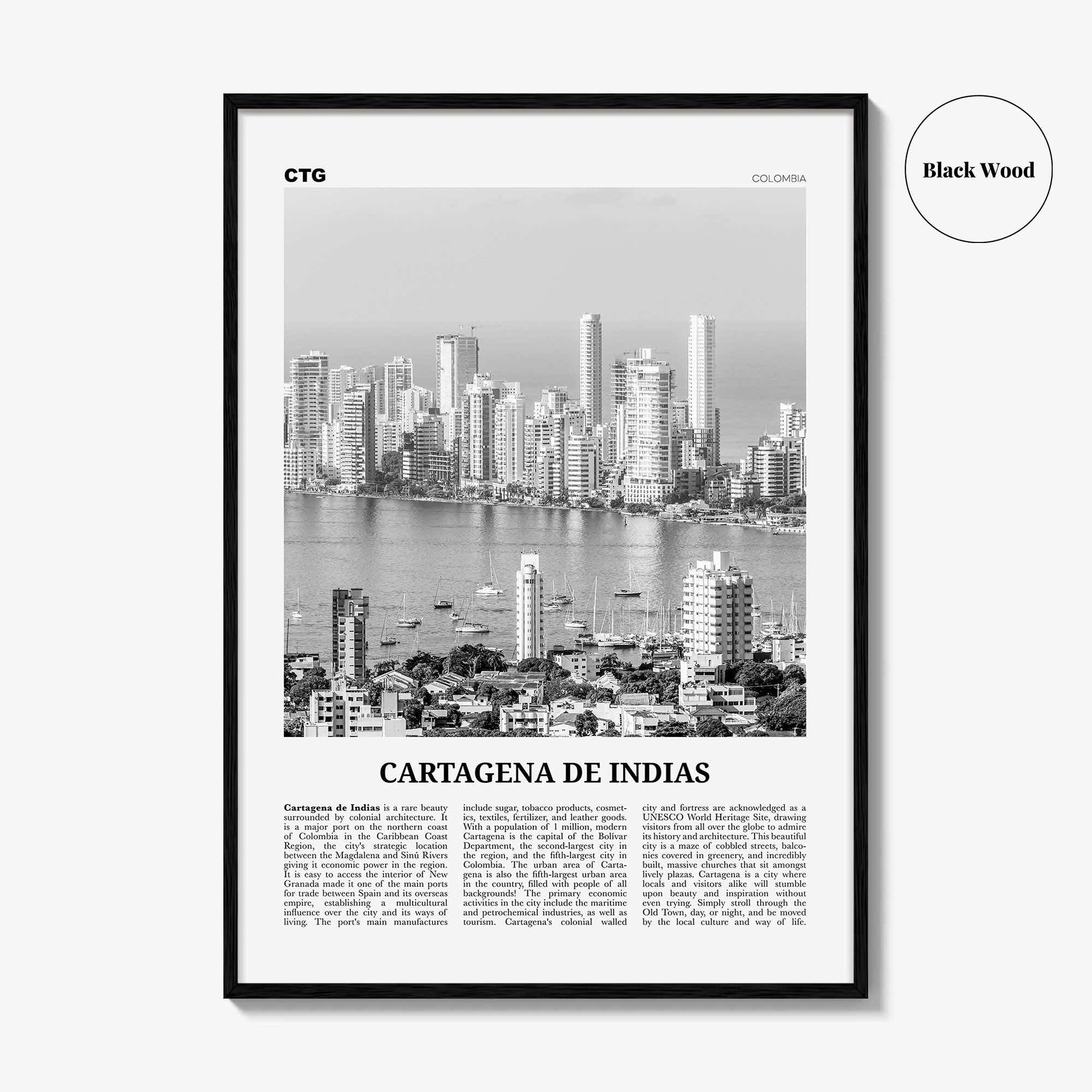 Cartagena de Indias Print Black and White, Cartagena Wall Art, Cartagena Poster, Cartagena Photo, Colombia, Cartagena de Indias