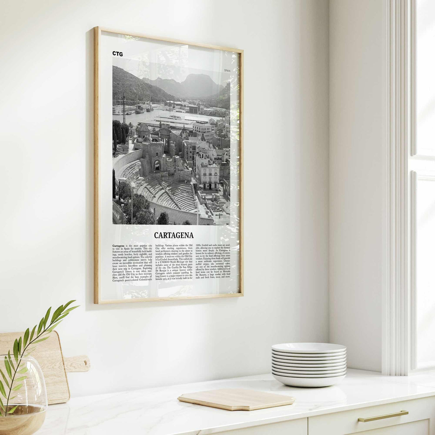 Cartagena Print Black and White Spain, Cartagena Wall Art, Cartagena Poster, Cartagena Photo, Cartagena Wall Décor, Cartagena Map, Spain