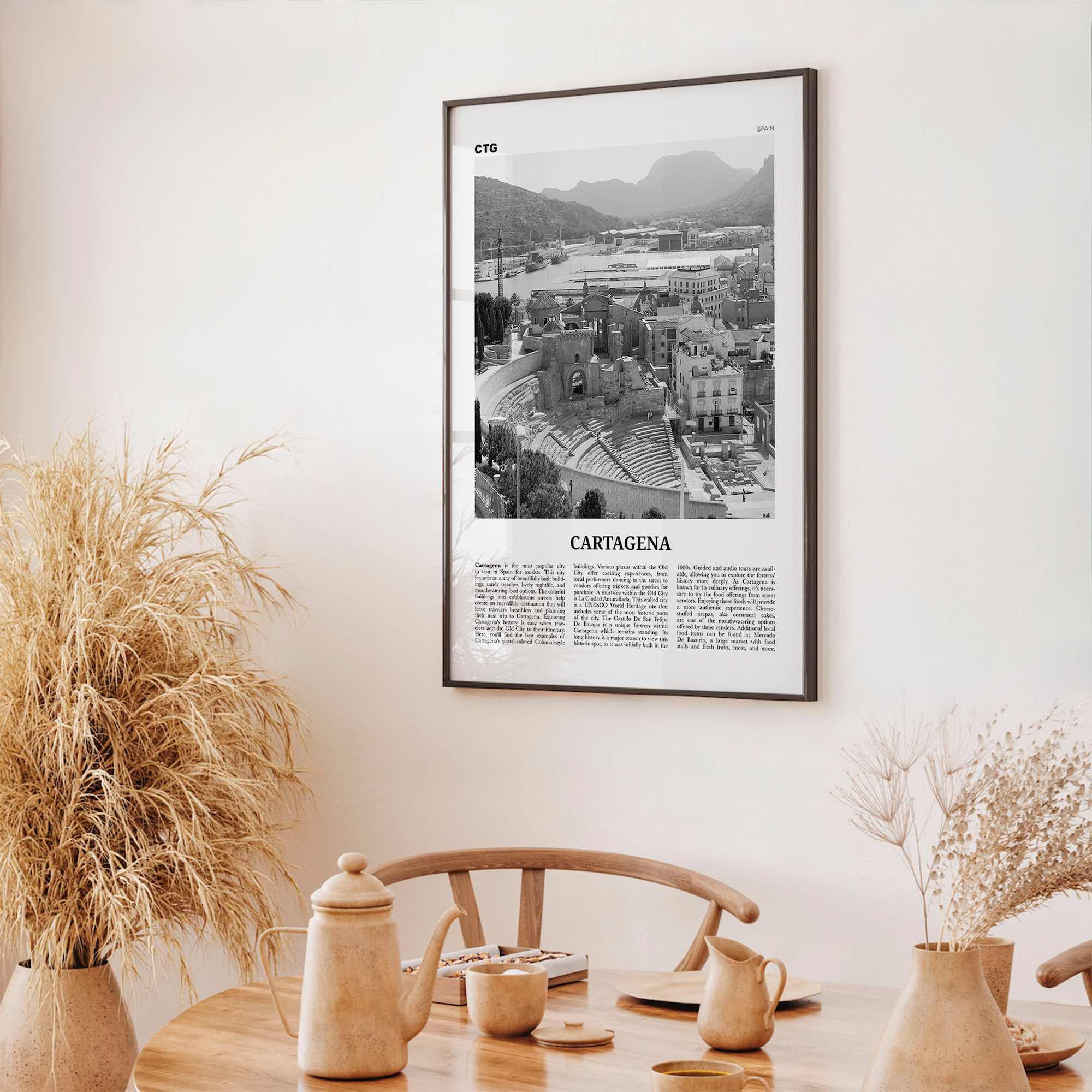 Cartagena Print Black and White Spain, Cartagena Wall Art, Cartagena Poster, Cartagena Photo, Cartagena Wall Décor, Cartagena Map, Spain