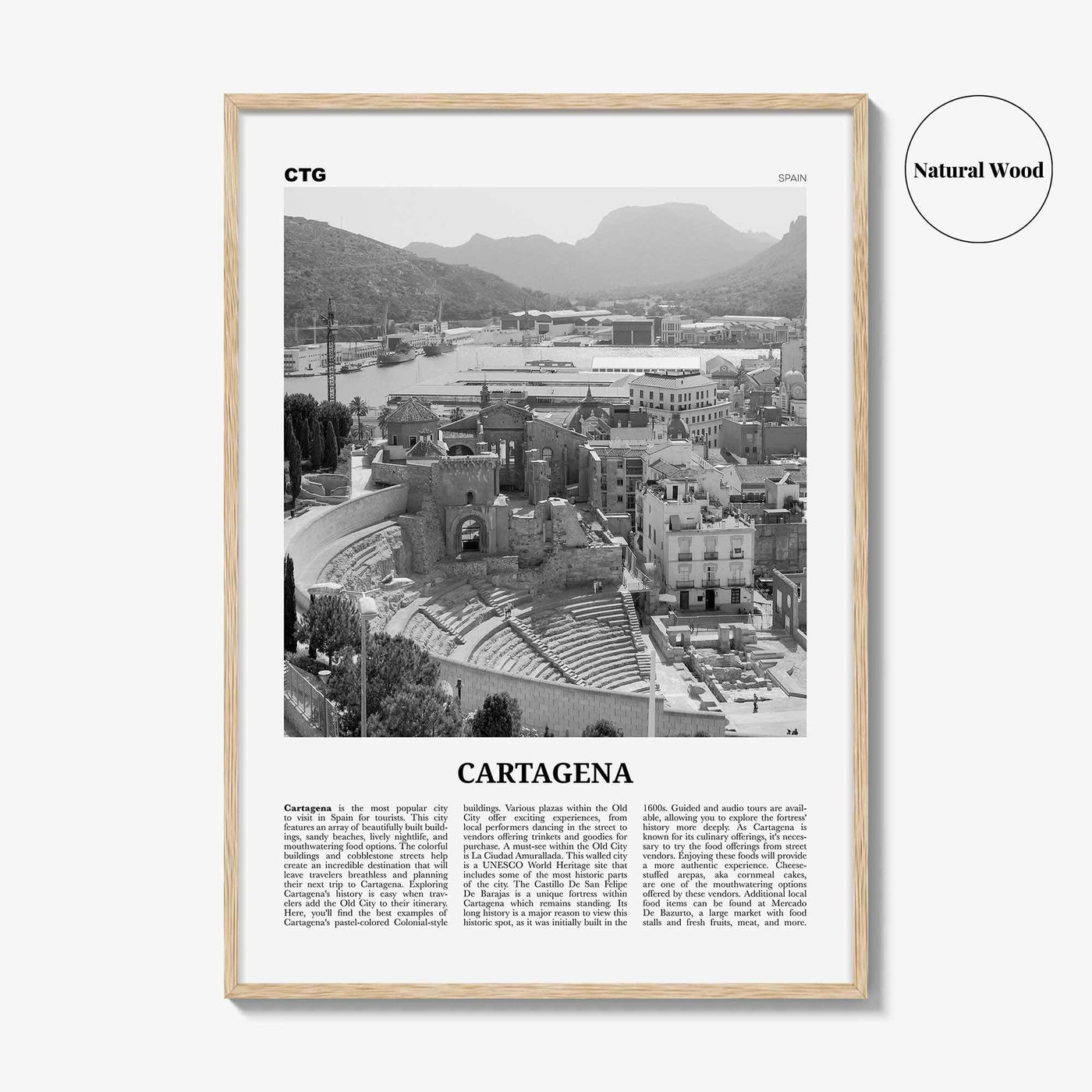 Cartagena Print Black and White Spain, Cartagena Wall Art, Cartagena Poster, Cartagena Photo, Cartagena Wall Décor, Cartagena Map, Spain