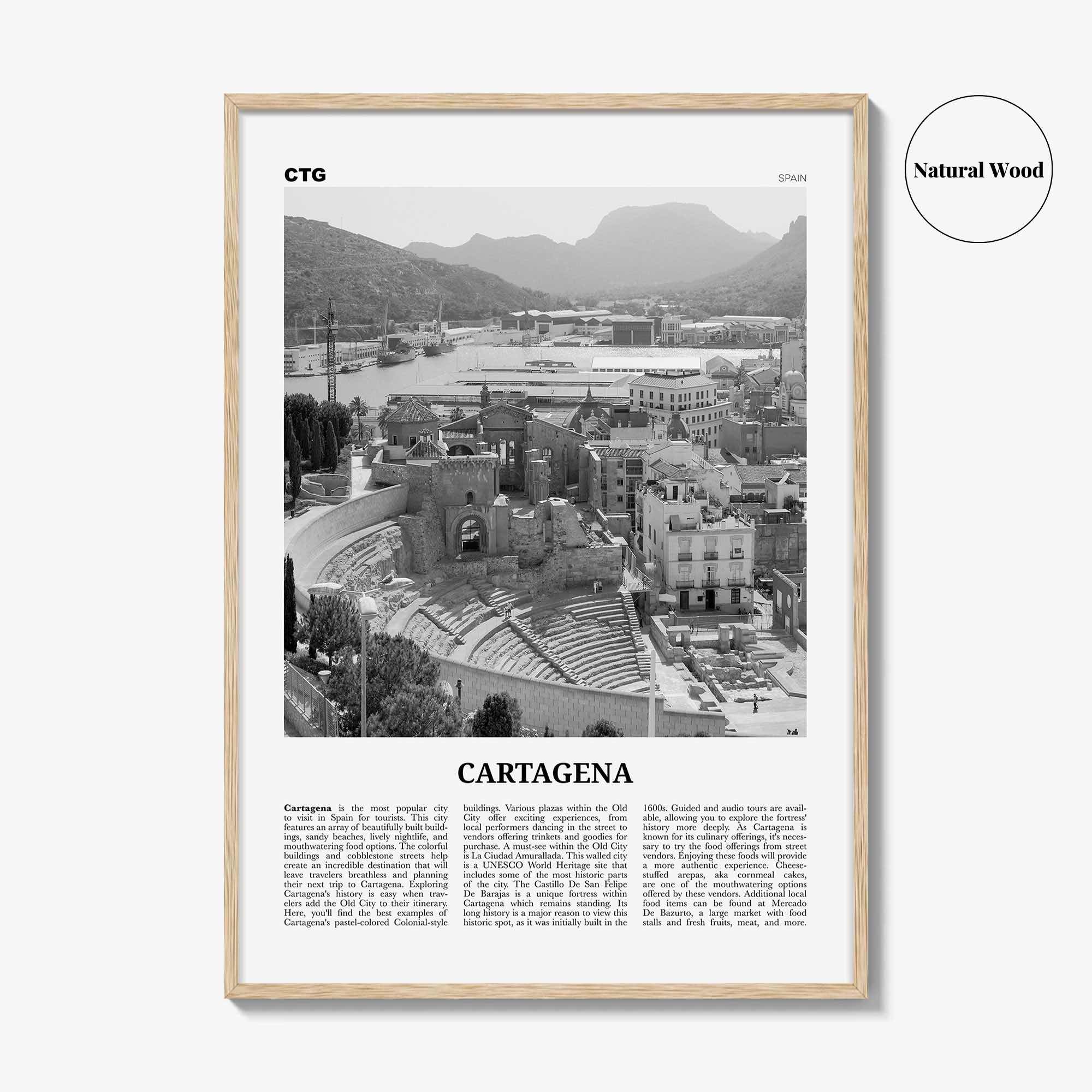 Cartagena Print Black and White Spain, Cartagena Wall Art, Cartagena Poster, Cartagena Photo, Cartagena Wall Décor, Cartagena Map, Spain