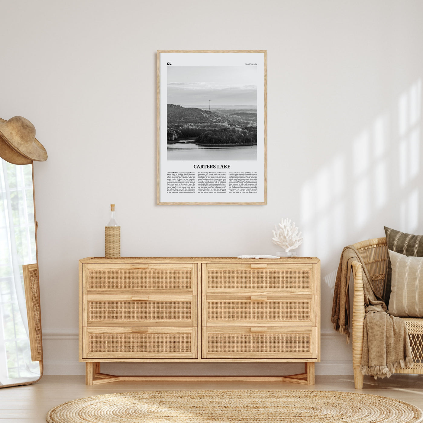 Carters Lake Travel B&W Poster