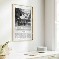 Cary Print Black and White, Cary Wall Art, Cary Poster, Cary Photo, Cary Wall Décor, Cary Map, North Carolina, USA
