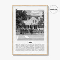 Cary Print Black and White, Cary Wall Art, Cary Poster, Cary Photo, Cary Wall Décor, Cary Map, North Carolina, USA