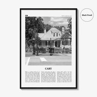Cary Print Black and White, Cary Wall Art, Cary Poster, Cary Photo, Cary Wall Décor, Cary Map, North Carolina, USA