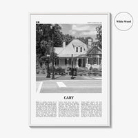 Cary Print Black and White, Cary Wall Art, Cary Poster, Cary Photo, Cary Wall Décor, Cary Map, North Carolina, USA