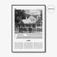Cary Print Black and White, Cary Wall Art, Cary Poster, Cary Photo, Cary Wall Décor, Cary Map, North Carolina, USA