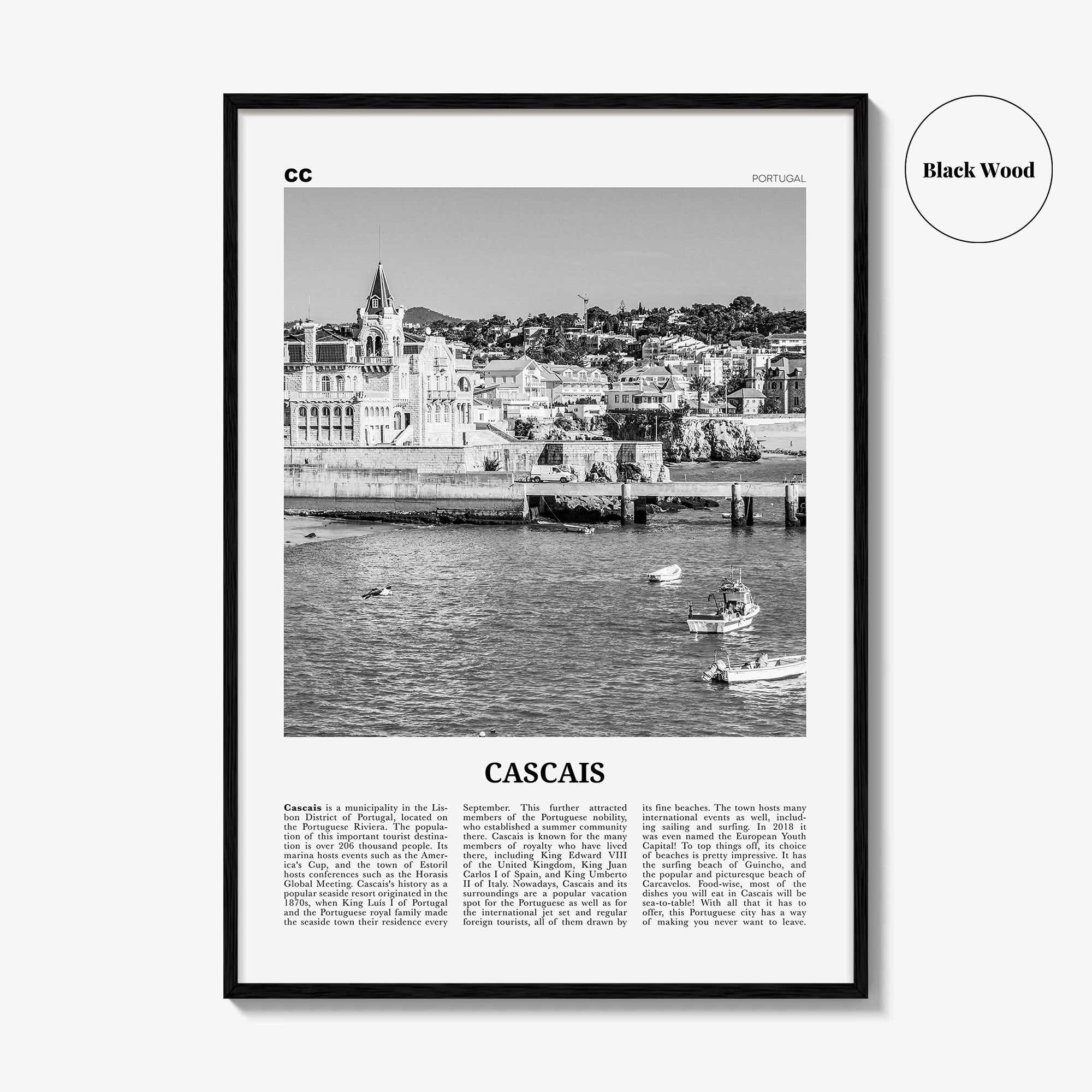 Cascais Print Black and White, Cascais Wall Art, Cascais Poster, Cascais Photo, Cascais Wall Décor, Portuguesa, Lisbon, Portual