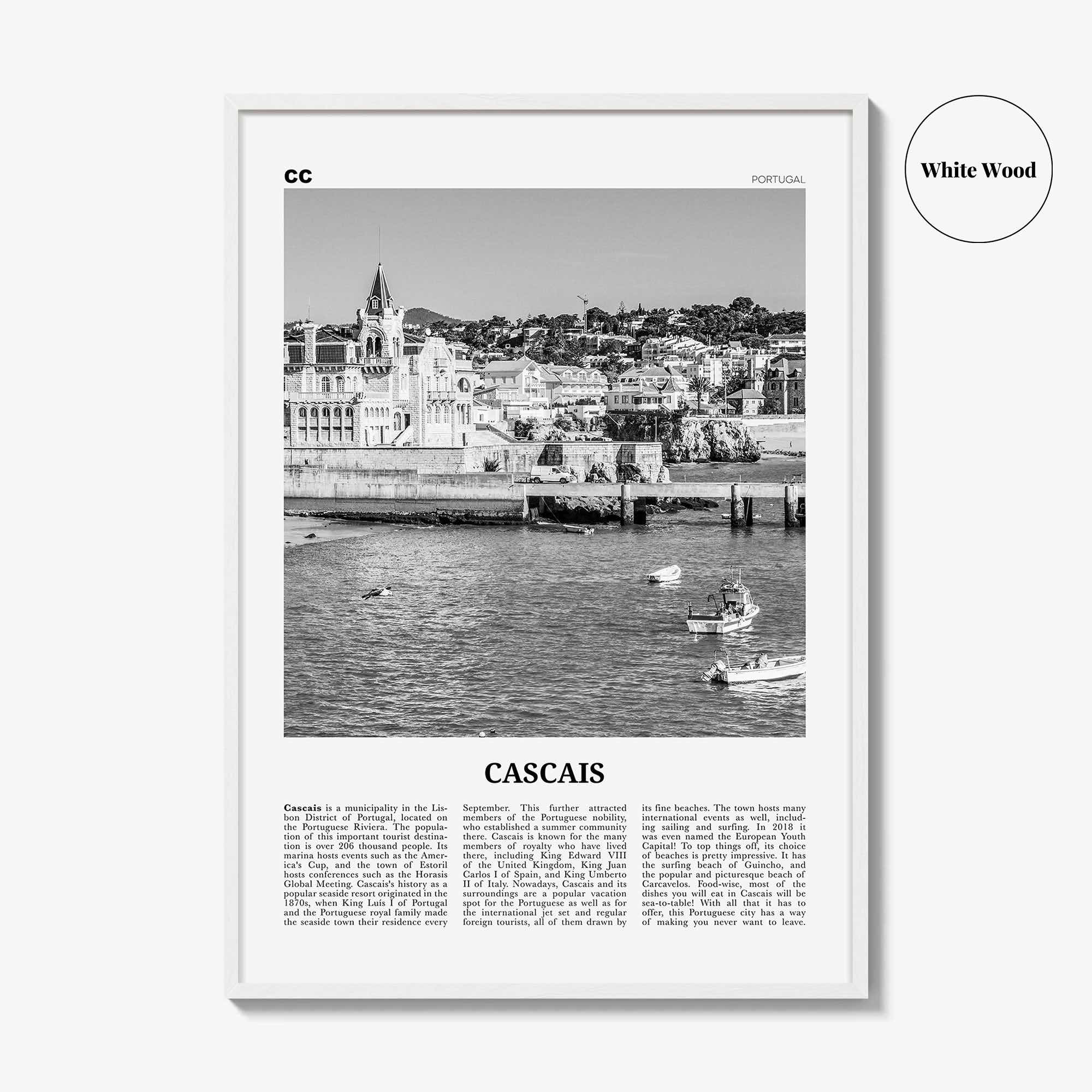 Cascais Print Black and White, Cascais Wall Art, Cascais Poster, Cascais Photo, Cascais Wall Décor, Portuguesa, Lisbon, Portual