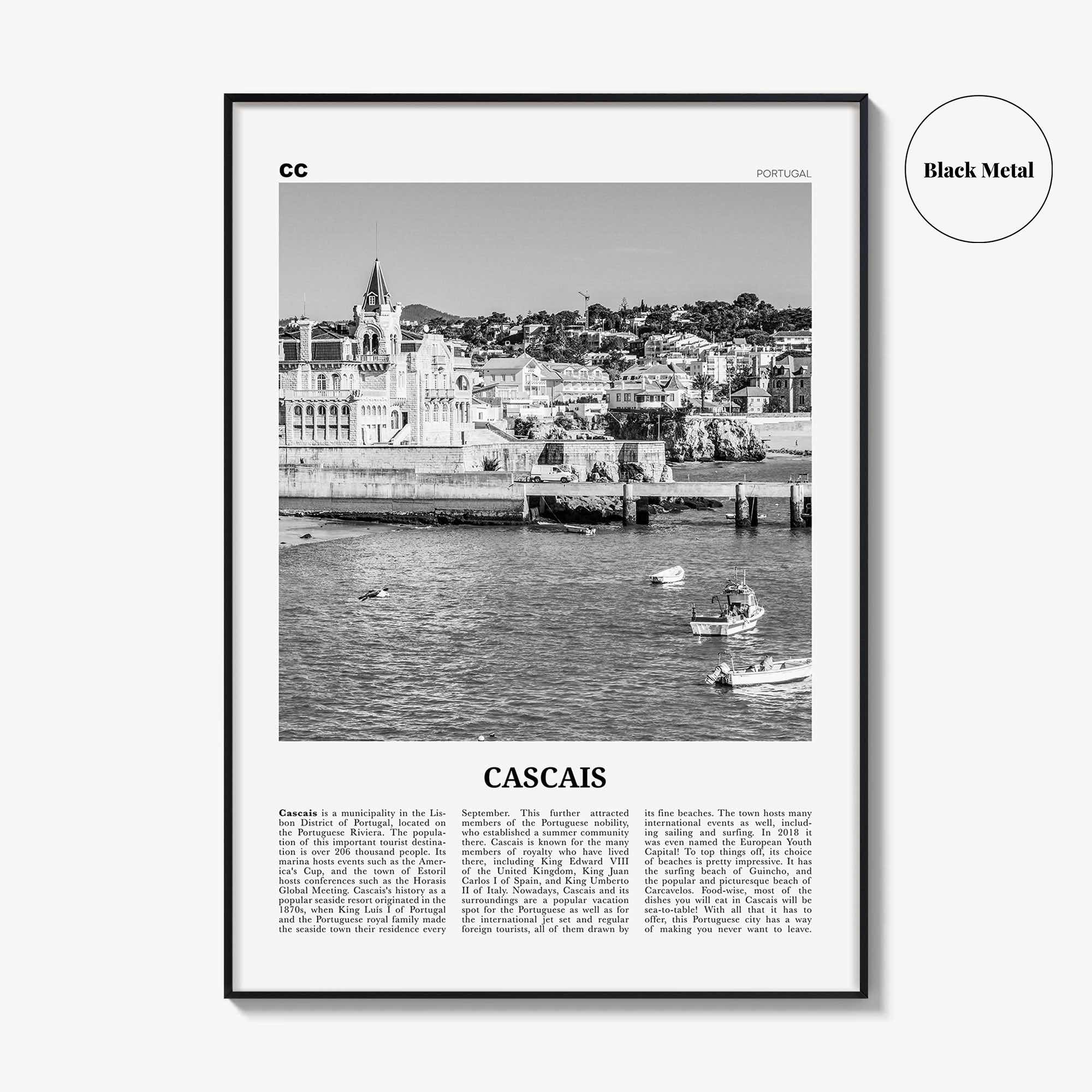 Cascais Print Black and White, Cascais Wall Art, Cascais Poster, Cascais Photo, Cascais Wall Décor, Portuguesa, Lisbon, Portual