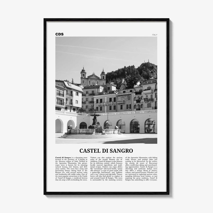 Castel di Sangro Print Black and White, Castel di Sangro Wall Art, Castel di Sangro Poster, Castel Photo, Castel Wall Décor, Castel Map