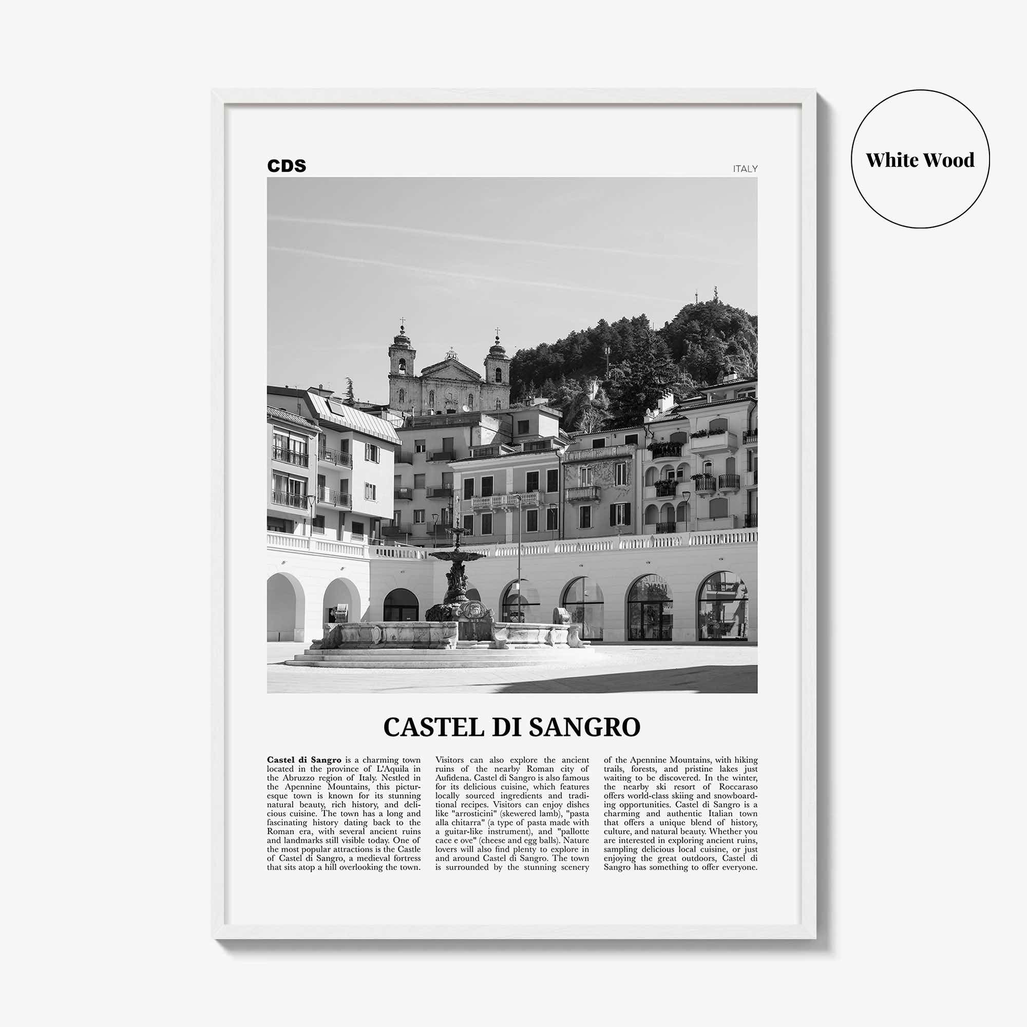 Castel di Sangro Print Black and White, Castel di Sangro Wall Art, Castel di Sangro Poster, Castel Photo, Castel Wall Décor, Castel Map