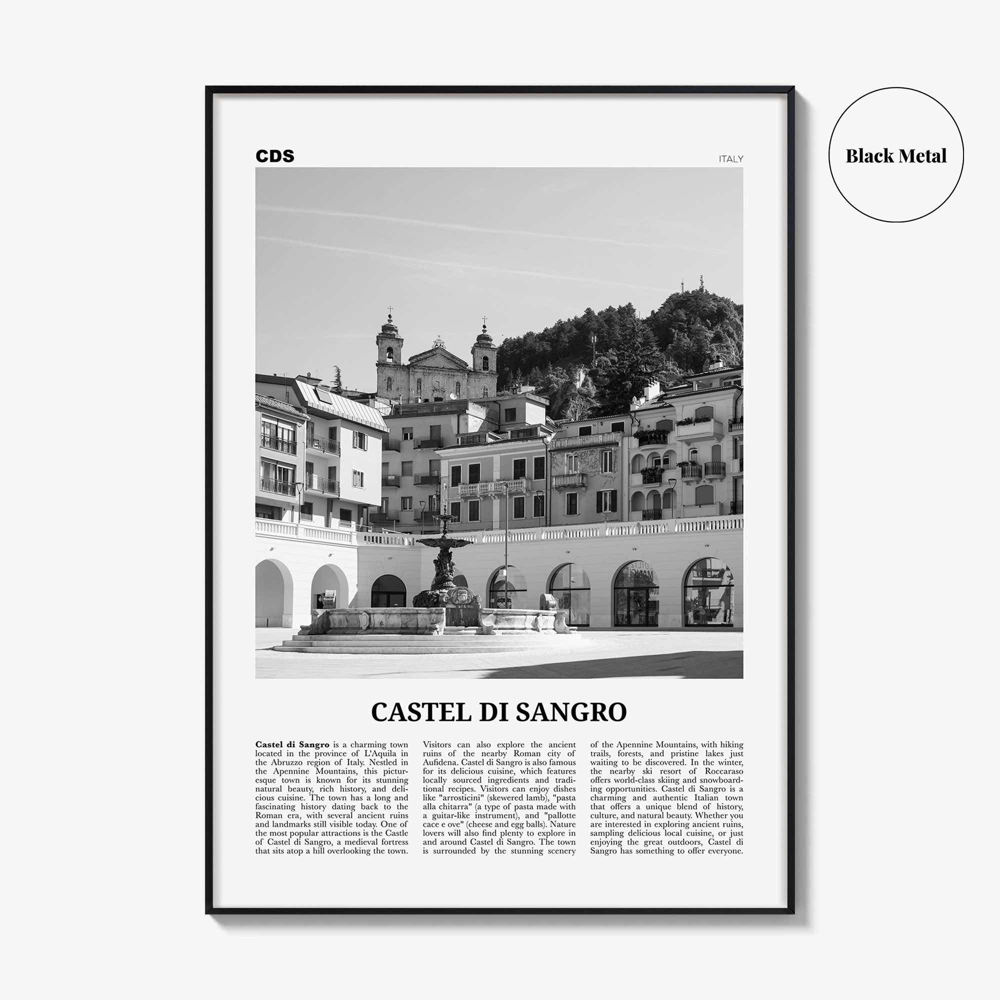 Castel di Sangro Print Black and White, Castel di Sangro Wall Art, Castel di Sangro Poster, Castel Photo, Castel Wall Décor, Castel Map