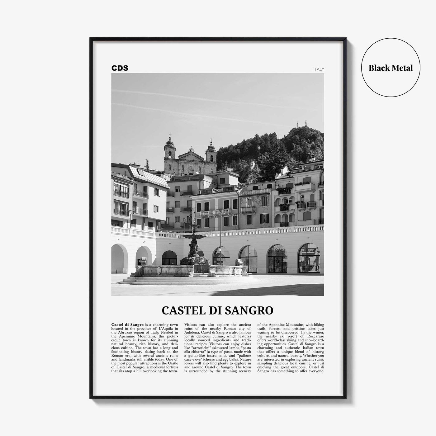 Castel di Sangro Print Black and White, Castel di Sangro Wall Art, Castel di Sangro Poster, Castel Photo, Castel Wall Décor, Castel Map