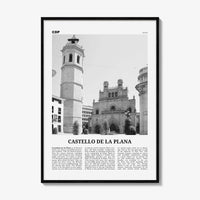 Castello de la Plana Print Black and White, Castello de la Plana Wall Art, Castello de la Plana Poster, Photo, Wall Décor, Map
