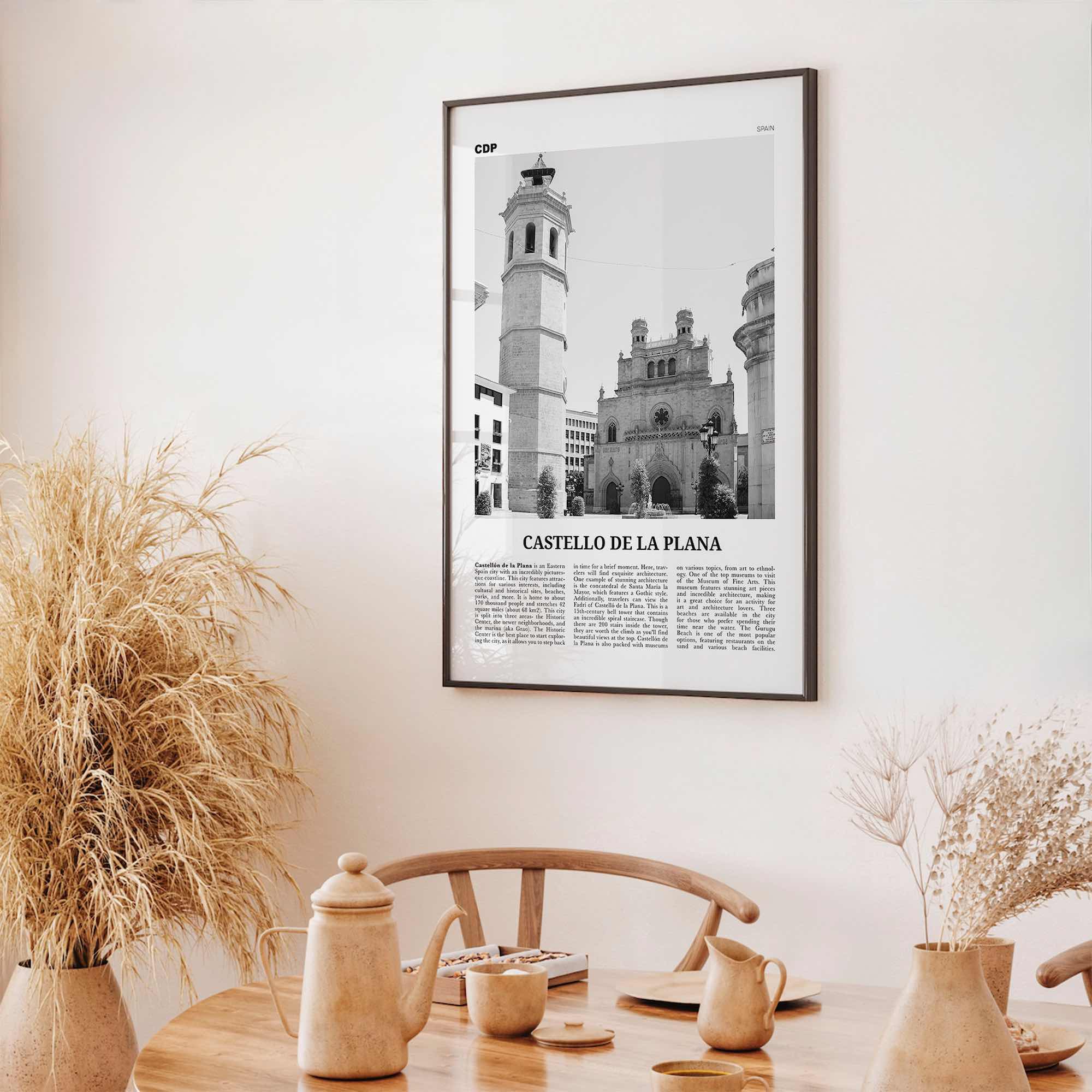 Castello de la Plana Print Black and White, Castello de la Plana Wall Art, Castello de la Plana Poster, Photo, Wall Décor, Map