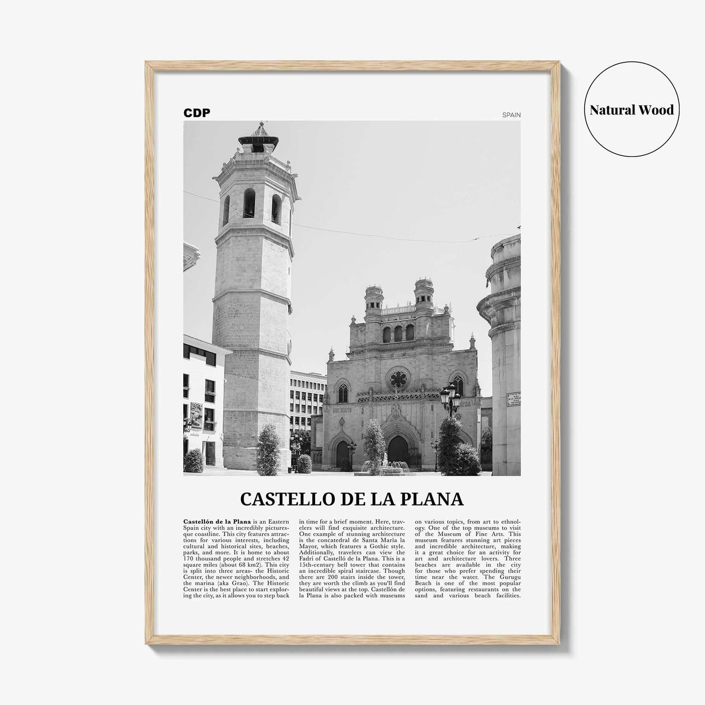 Castello de la Plana Print Black and White, Castello de la Plana Wall Art, Castello de la Plana Poster, Photo, Wall Décor, Map