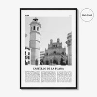 Castello de la Plana Print Black and White, Castello de la Plana Wall Art, Castello de la Plana Poster, Photo, Wall Décor, Map