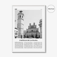 Castello de la Plana Print Black and White, Castello de la Plana Wall Art, Castello de la Plana Poster, Photo, Wall Décor, Map