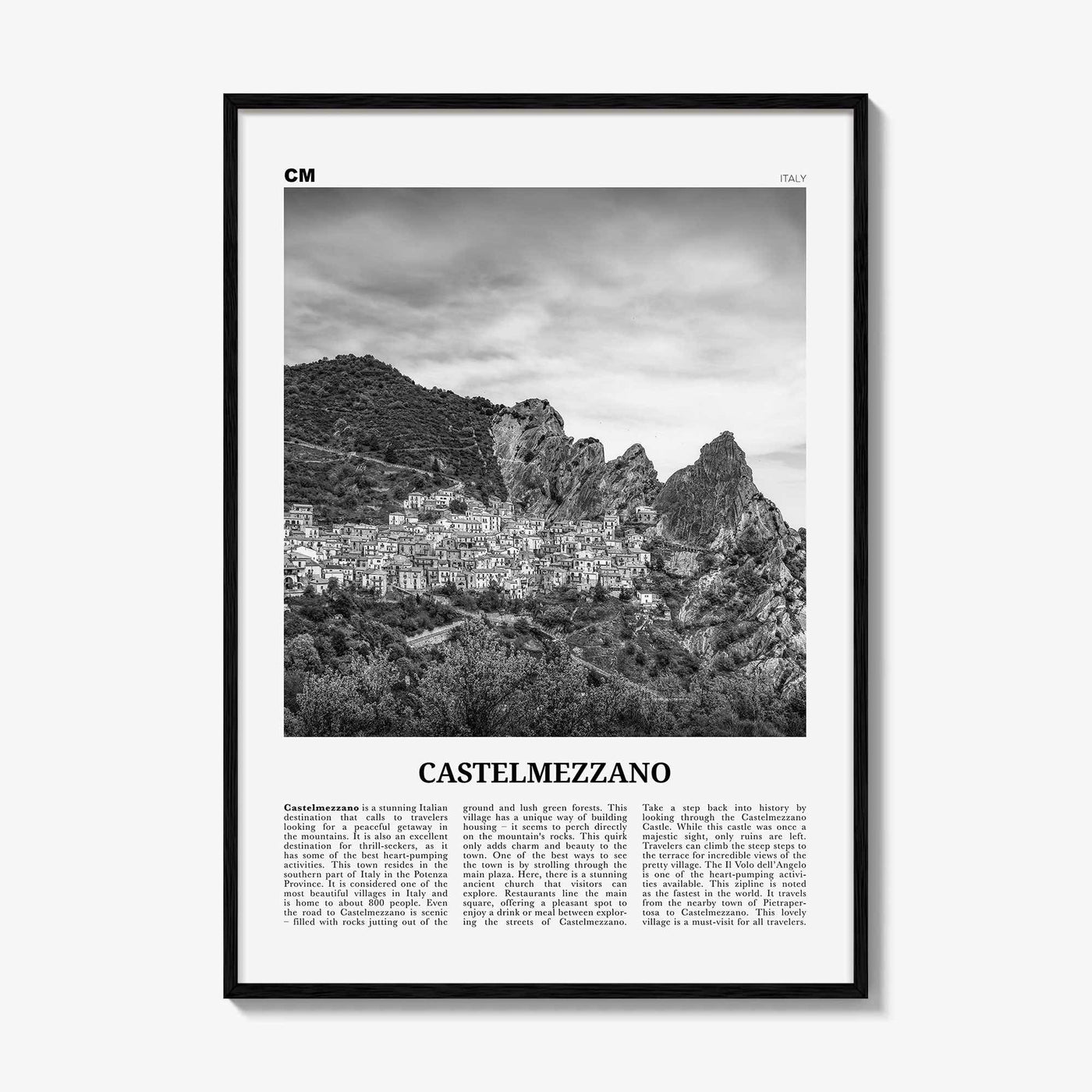 Castelmezzano Print Black and White, Castelmezzano Wall Art, Castelmezzano Poster, Castelmezzano Photo, Castelmezzano Décor, Italy