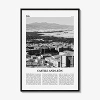 Castile And Leon Print Black and White, Castile and León Art, Castile and León Poster, Castile and León Photo, Castile and León Décor, Map