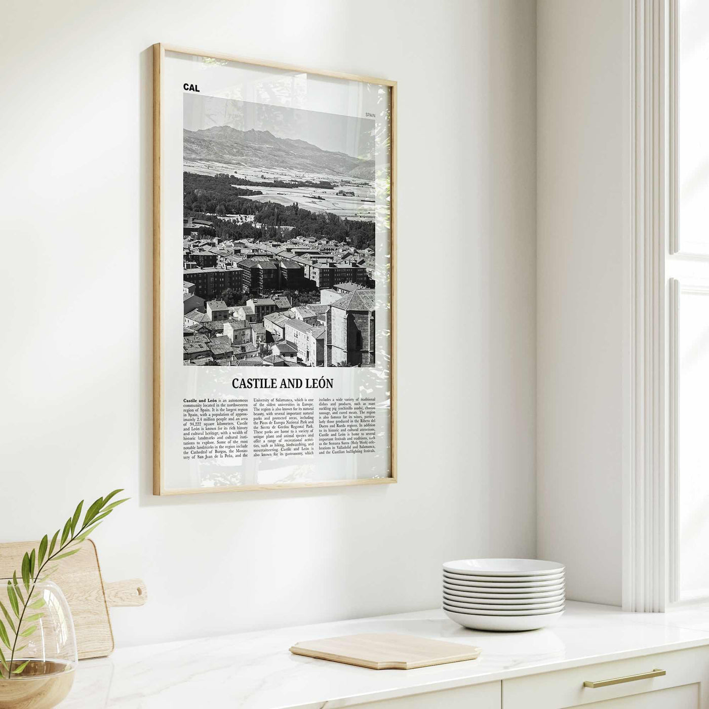 Castile And Leon Print Black and White, Castile and León Art, Castile and León Poster, Castile and León Photo, Castile and León Décor, Map