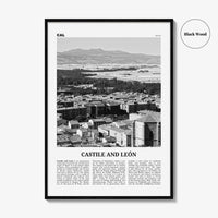 Castile And Leon Print Black and White, Castile and León Art, Castile and León Poster, Castile and León Photo, Castile and León Décor, Map