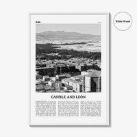 Castile And Leon Print Black and White, Castile and León Art, Castile and León Poster, Castile and León Photo, Castile and León Décor, Map