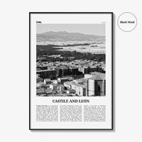 Castile And Leon Print Black and White, Castile and León Art, Castile and León Poster, Castile and León Photo, Castile and León Décor, Map