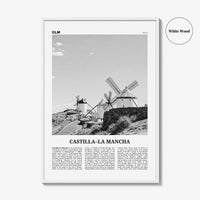 Castilla La Mancha Print Black and White, Castilla–La Mancha Wall Art, Castilla–La Mancha Poster, Castilla–La Mancha Photo, Wall Décor, Map
