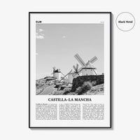Castilla La Mancha Print Black and White, Castilla–La Mancha Wall Art, Castilla–La Mancha Poster, Castilla–La Mancha Photo, Wall Décor, Map