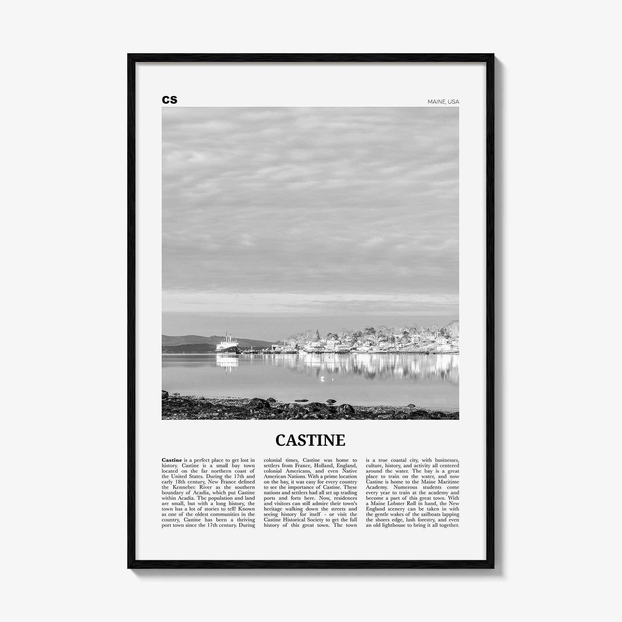 Castine Print Black and White, Castine Wall Art, Castine Poster, Castine Photo, Castine Wall Décor, Castine Map, Maine, USA, United States