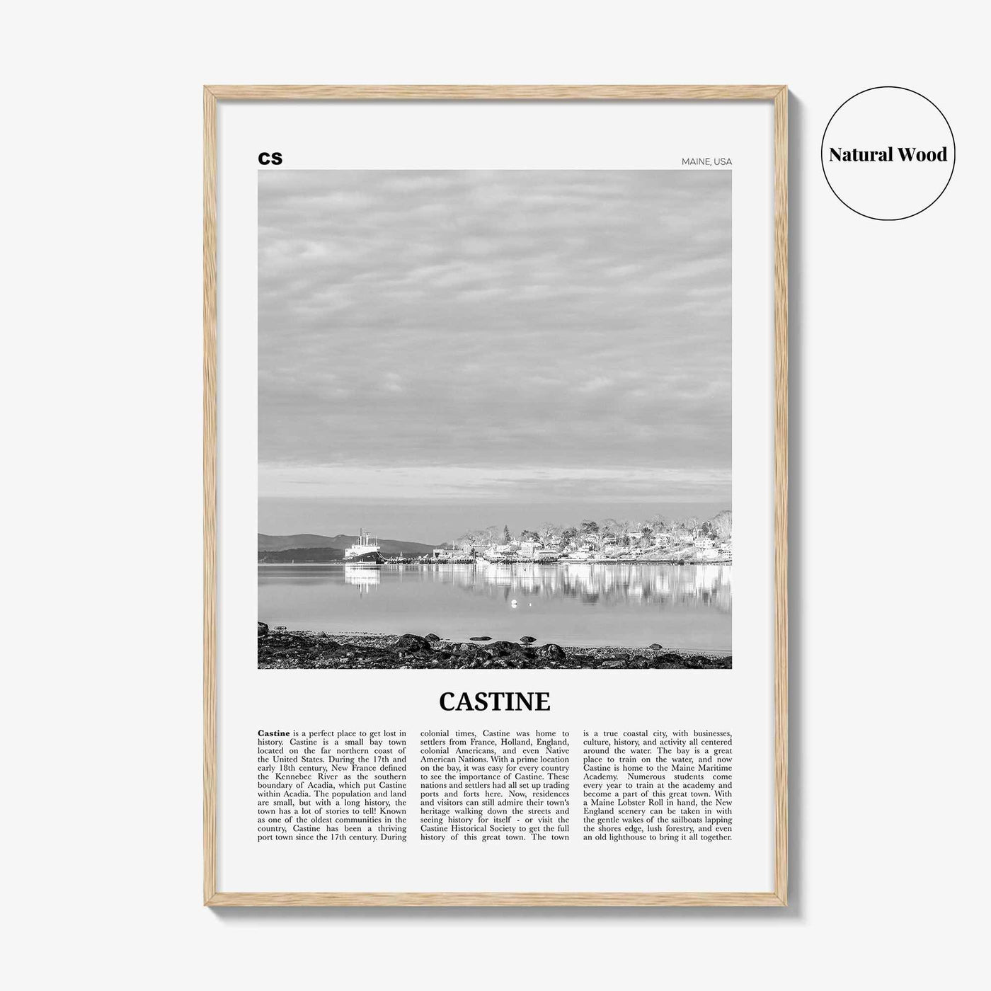 Castine Print Black and White, Castine Wall Art, Castine Poster, Castine Photo, Castine Wall Décor, Castine Map, Maine, USA, United States