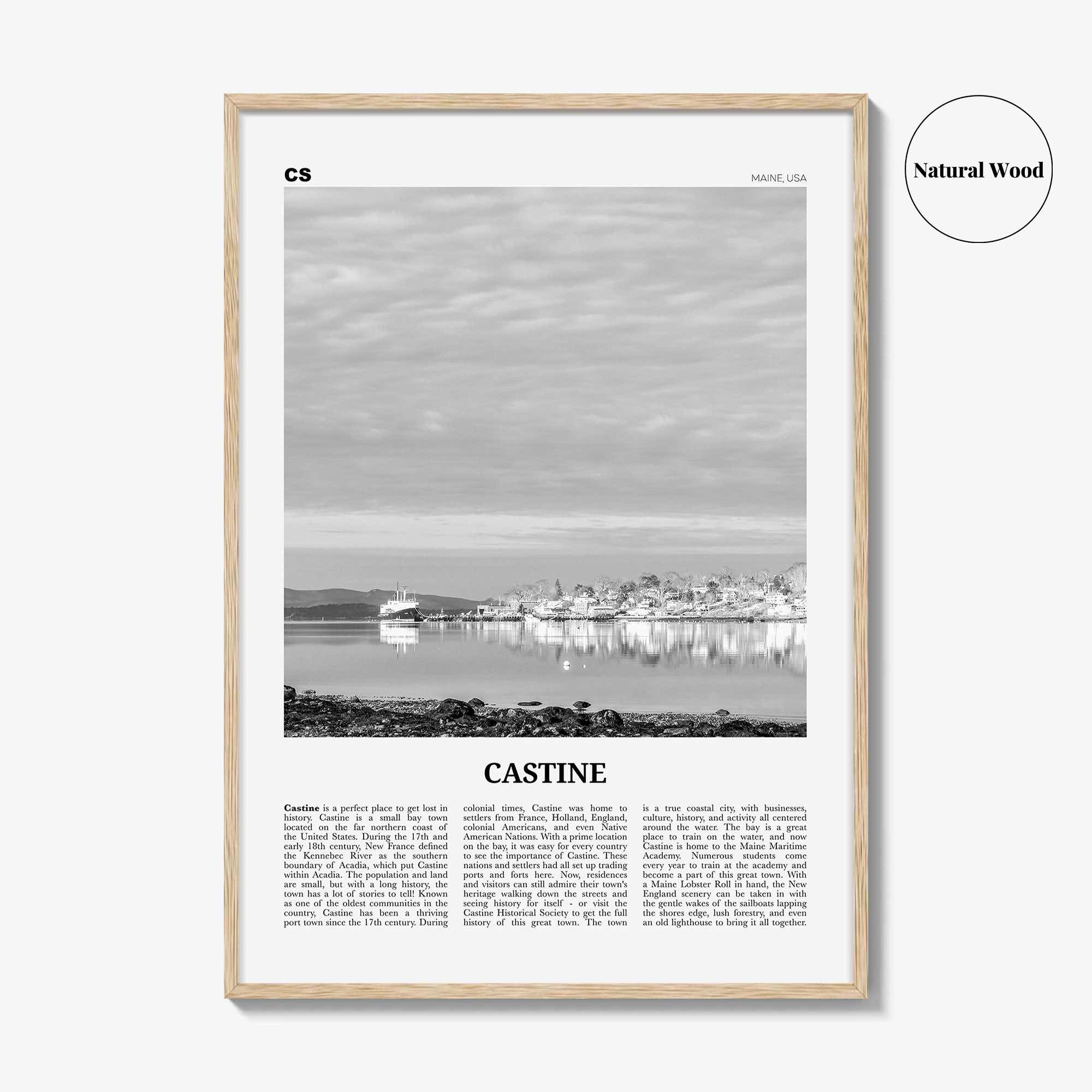 Castine Print Black and White, Castine Wall Art, Castine Poster, Castine Photo, Castine Wall Décor, Castine Map, Maine, USA, United States