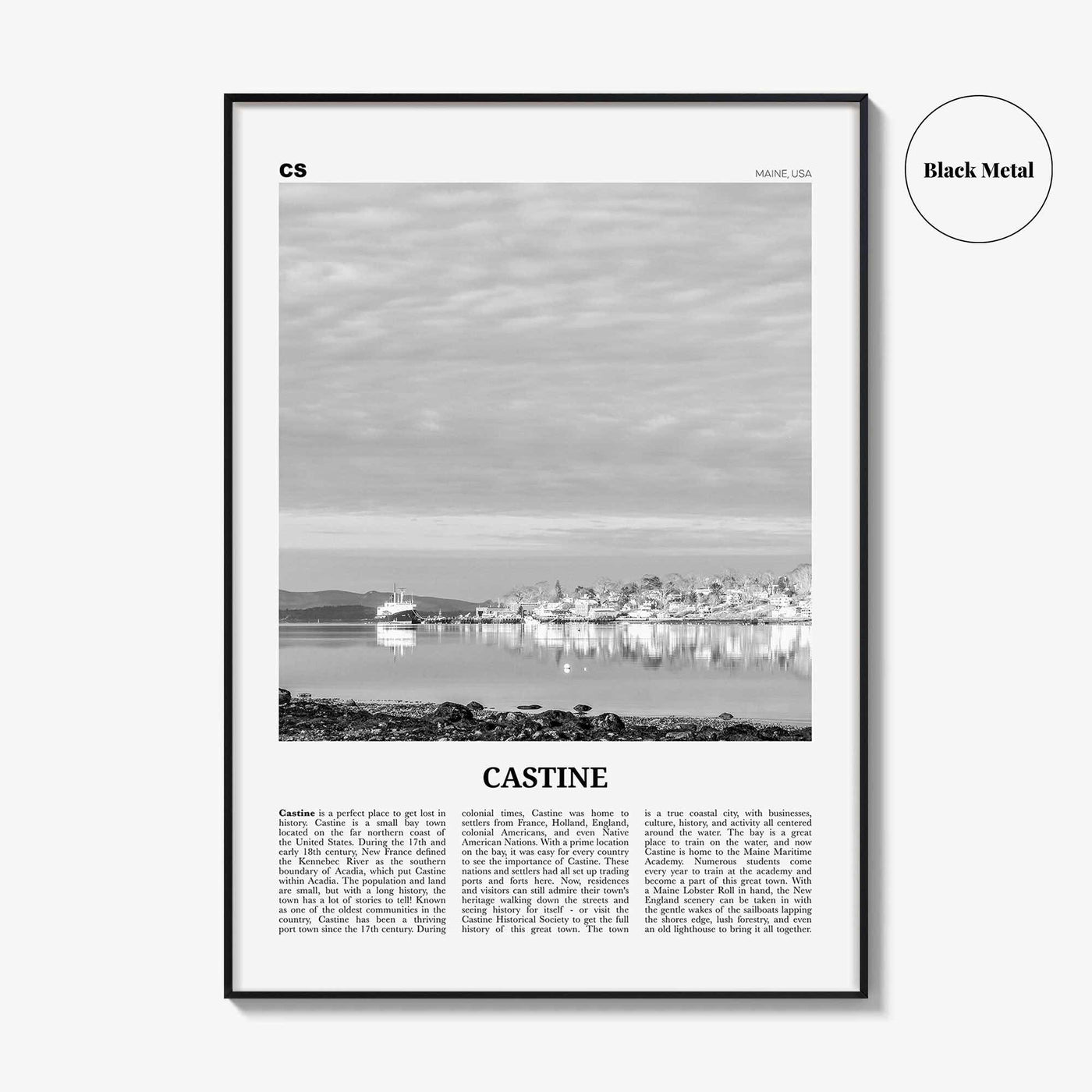Castine Print Black and White, Castine Wall Art, Castine Poster, Castine Photo, Castine Wall Décor, Castine Map, Maine, USA, United States