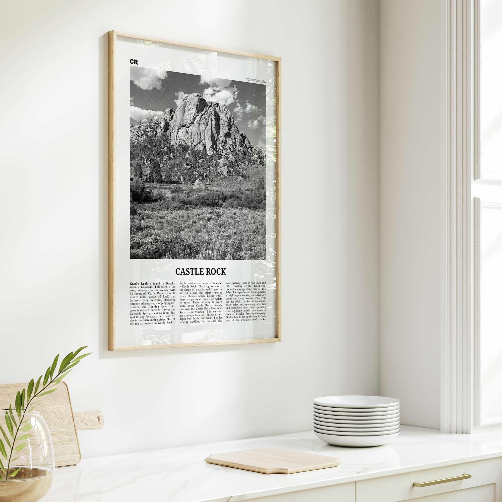 Castle Rock Print Black and White, Castle Rock Wall Art, Castle Rock Poster, Castle Rock Photo, Castle Rock Wall Décor, Colorado, USA