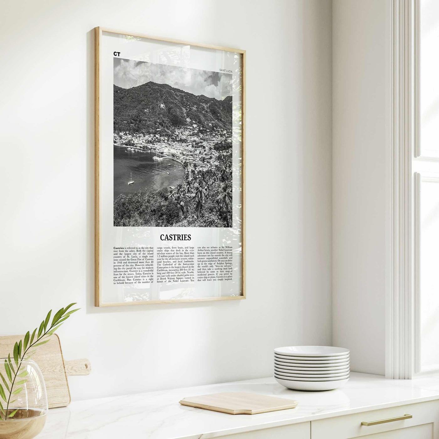 Castries Print Black and White, Castries Wall Art, Castries Poster, Castries Photo, Castries Wall Décor, Saint Lucia, St Lucia, Sainte-Lucie