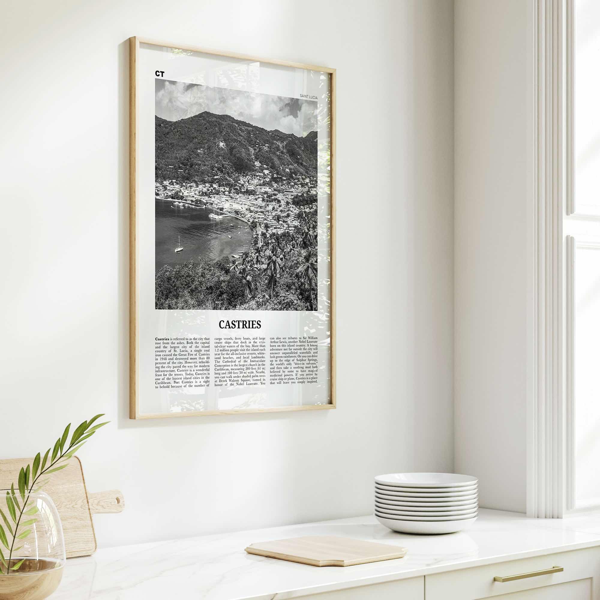 Castries Print Black and White, Castries Wall Art, Castries Poster, Castries Photo, Castries Wall Décor, Saint Lucia, St Lucia, Sainte-Lucie