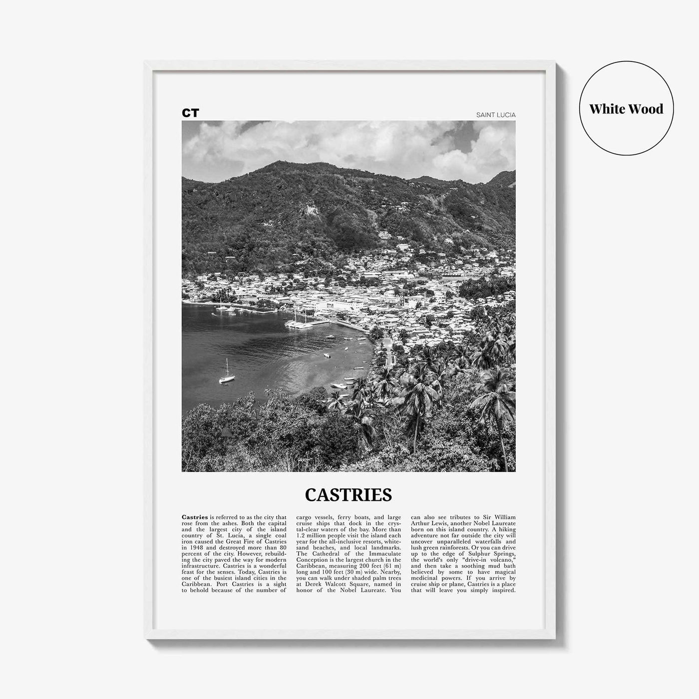 Castries Print Black and White, Castries Wall Art, Castries Poster, Castries Photo, Castries Wall Décor, Saint Lucia, St Lucia, Sainte-Lucie